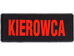 Emblemat KIEROWCA FLUO na rzepie 13 x 5 cm