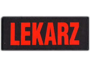 Emblemat LEKARZ FLUO na rzepie 13 x 5 cm