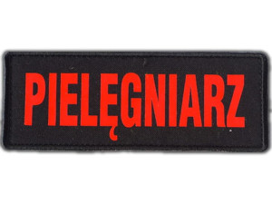 Emblemat PIELĘGNIARZ FLUO na rzepie 13 x 5 cm