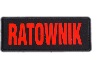Emblemat RATOWNIK FLUO na rzepie 13 x 5 cm