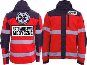 Kurtka ratownicza OXFORD FLUO North-Wind z kompletem emblematów odblaskowyc