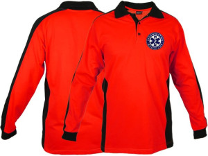 Koszulka Polo FLUO męska RATOWNICTWO MEDYCZNE niebieskie logo z długim ręka