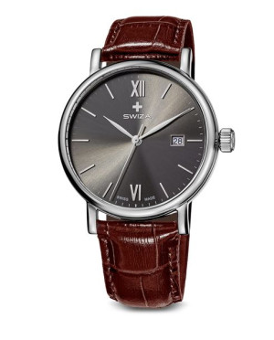 Zegarek damski ALZA Gent,SST, anthracite, brown WAT.0141.1005