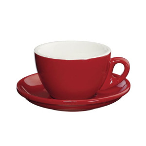 Filiżanka Cilio Roma do cappuccino ze spodkiem, porcelana, czerwona, 0,1 l