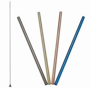 Stalowe słomki do napojów Lurch, 4 szt., kolorowe, 21,5 cm
