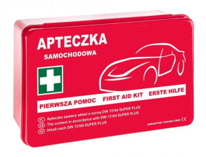 Apteczka samochodowa w pudełku z tworzywa DIN 13164 PLUS z wyposażeniem Luk