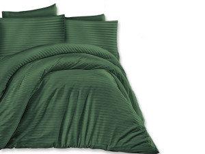 Poszewka satyna bawełna CIZGILI DARK GREEN/70x80.