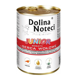 Dolina Noteci Premium Bogata w Serca Wołowe Junior 400 g