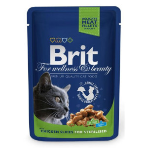 Brit Premium Sterilised Chicken Slices Kurczak Karma Dla Kota 100 g