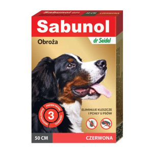 Sabunol GPI Obroża Czerwona dla Psa Przeciw Pchłom i Kleszczom 50 cm