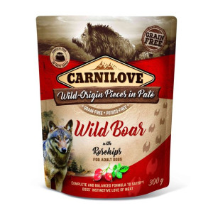 Brit Carnilove Wildboar & Rosehips Dzik Owoce Dzikiej Róży Bezzbożowa 300 g