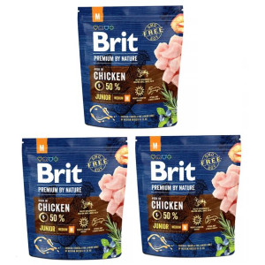 Pakiet Brit Premium By Nature Junior Medium 3 x 1 kg Karma Dla Młodych Psów