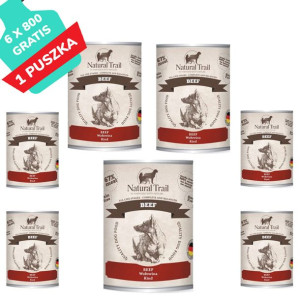 Natural Trail Wołowina Bezzbożowa Karma Dla Psa 6 x 400 g + 1 gratis