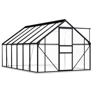 Szklarnia z ramą podstawy, antracytowa, aluminium, 7,03 m³