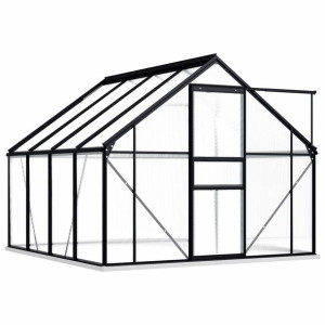 Szklarnia z ramą podstawy, antracytowa, aluminiowa, 4,75 m²