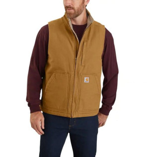 Kamizelka Carhartt Washed Duck Sherpa-Lined Mock-Neck Vest CARHARTT® BROWN