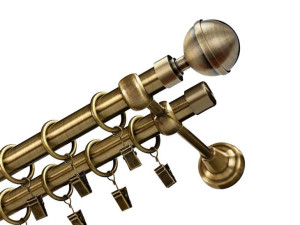 Karnisz złoty 220 cm dekoracyjny ozdoby 19+19 mm nad okno podwójny