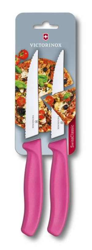 2 noże Victorinox do pizzy, ząbk. 12 cm, różowe
