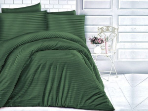 Pościel satyna bawełniana CIZGILI DARK GREEN/200x220 EXCLUSIVE