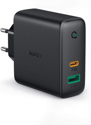 AUKEY Ultraszybka ładowarka sieciowa 2xUSB Power Delivery (1xUSB A+1xUSB C)