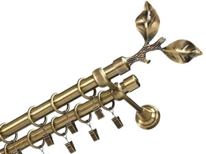 Karnisz złoty podwójny do salonu jadalni o długości 260 cm 19+19 mm
