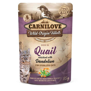 Brit Carnilove Quail & Dendelion Przepiórka Mniszek Koty Sterylizowane 85 g