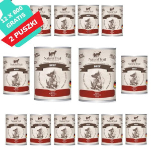 Natural Trail Wołowina Bezzbożowa Karma Dla Psa 12 x 800 g + 2 gratis