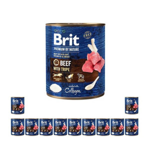 Pakiet Brit Premium By Nature Beef with Tripe Wołowina Flaczki 12 x 800 g