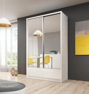 Szafa ARIA II 130cm lustro, biały połysk PM