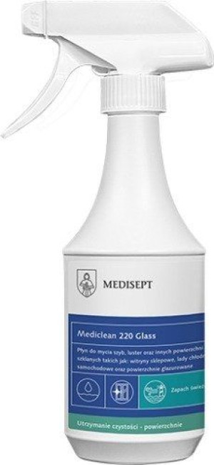Mediclean 220 Glass 500 ml do powierzchni szklanych Nowy Medisept plastikow