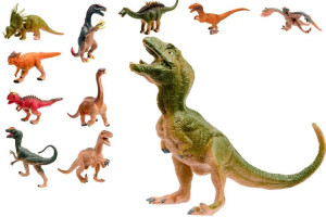 DINOZAURY ZESTAW 16 szt FIGURKI różne wzory GUMOWE