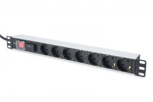 Digitus Listwa zasilająca PDU 19" RACK 7xSchuko, 2m 1xSchuko, 16A, wł./wył.