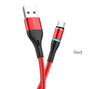 Borofone kabel ładowania USB-A do micro USB z końcówką magnetyczną i podświ