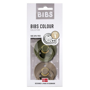 BIBS COLOUR 2-PACK S GREEN HUNTER & DARK OAK Smoczek kauczuk Hevea