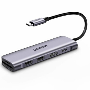 Adapter 6w1 UGREEN Hub USB-C do 2x USB 3.0 + HDMI + SD/MicroSD + PD