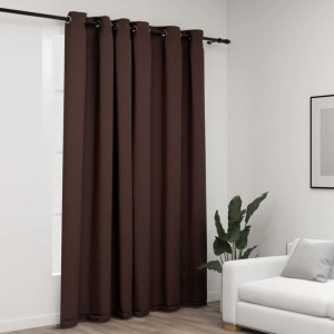 Zasłony stylizowane na lniane, z przelotkami, taupe, 290x245 cm