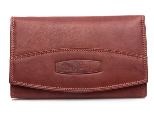 Elegancki ciemno-brązowy portfel damski skórzany Money Maker