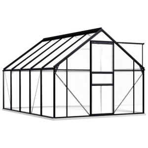 Szklarnia z ramą podstawy, antracytowa, aluminium, 5,89 m³