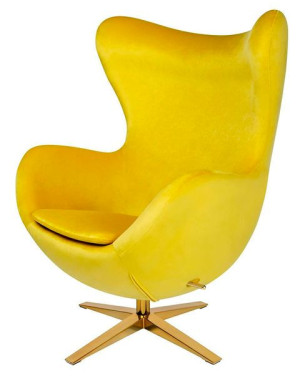 Fotel EGG SZEROKI VELVET GOLD żółty.20 - welur, podstawa złota