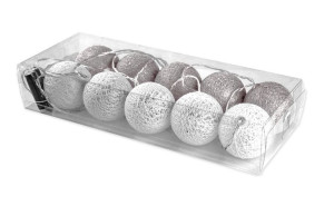 Cotton balls - świecące kule - 10szt - CB5 White, Gray, biały, szary