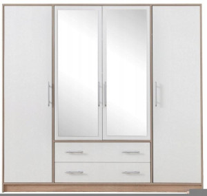 BIAŁA duża szafa z lustrem sypialnia mat 200cm