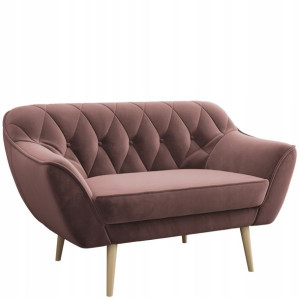 Skandynawska Sofa - brudny róż - PIRS, dwuosobowa