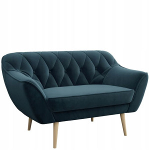 Elegancka, wygodna sofa dwuosobowa PIRS, pikowana, granatowa