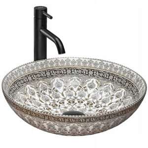 Umywalka Ceramiczna Nablatowa Arte ze wzorem- REA