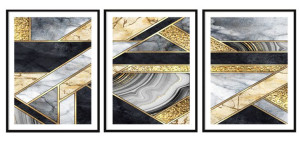 OBRAZ PLAKAT W RAMIE 53x73cm Tryptyk ArtDeco P2025