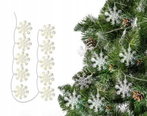 Lampki Choinkowe Led Wiszące Śnieżynki Girlanda 3m