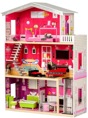 Ecotoys Drewniany Domek Dla Lalek Barbie Rezydencja Malibu