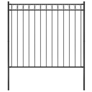 Panel ogrodzeniowy, stalowy, 1,7 x 1,5 m, czarny