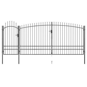 Brama ogrodzeniowa z grotami, 5 x 2,45 m, czarna