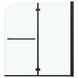 Składany parawan nawannowy, 2 panele, ESG, 120 x 140 cm, czarny